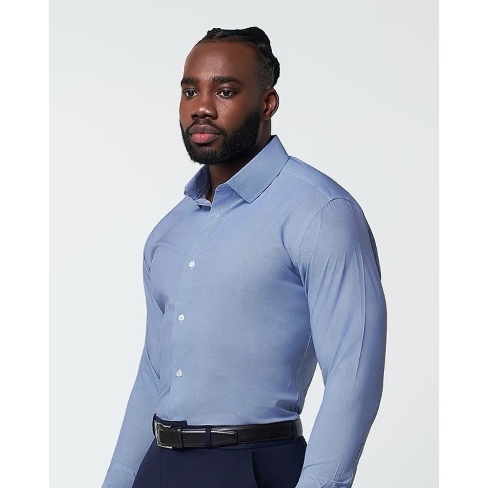 State & Liberty The Rover Shirt Men S Blue Windowpane Plaid Stretch Performance